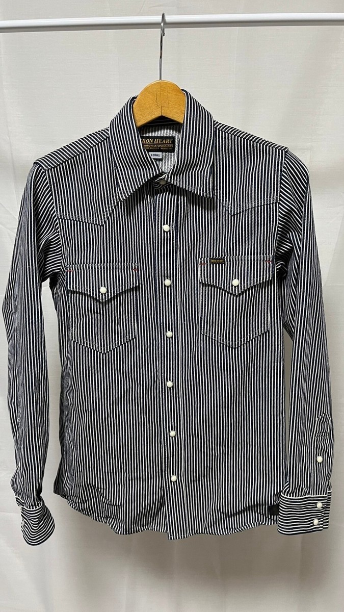 Iron Heart ストライプ Tシャツ M IRON HEART 12oz Hickory Stripe Western Shirt XS Mens 10th
