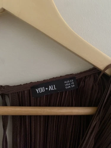 You And All Plus Size 22 Brown Crinkle Long Sleeve Top Pants Coordinate Set  - Picture 4 of 9