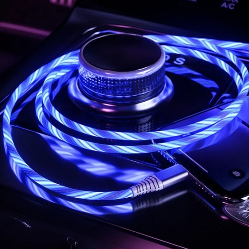 LED Light Up Type-C Fast Charging USB Phone Charger Cable Blue - Picture 5 of 8