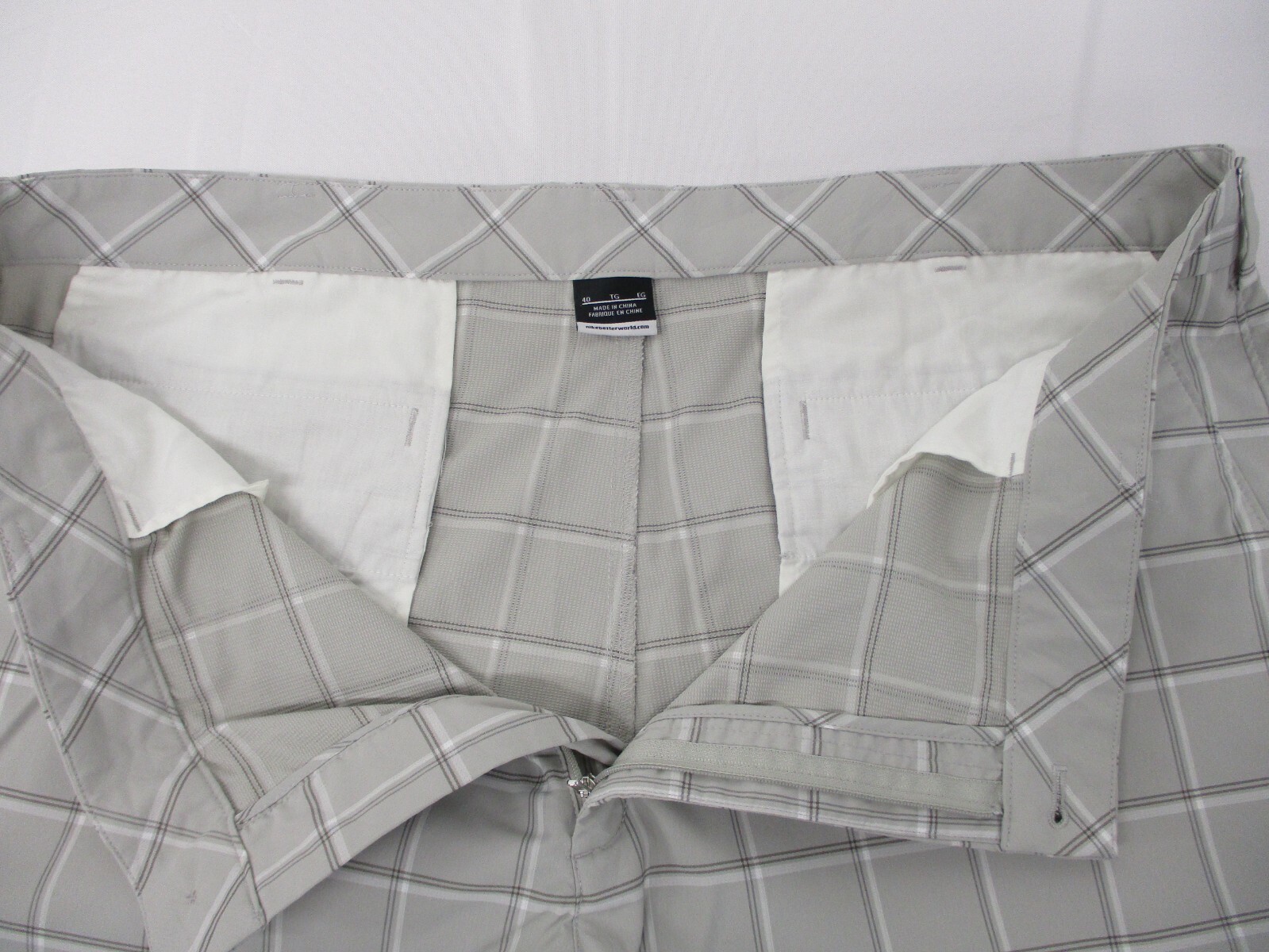 Nike Pantalones Cortos, Gris Mezcla De Poliéster, cheque, cintura 41 Nike Pantalones Cortos, Gris Mezcla De Poliéster, cheque, cintura 41