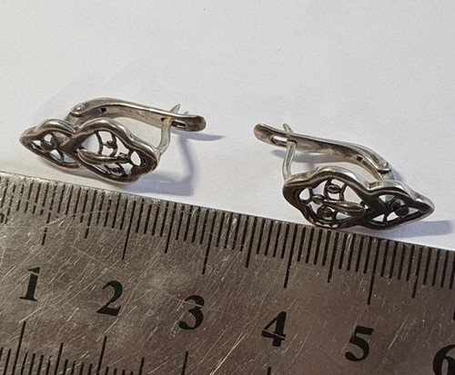 Vintage Earrings 925 silver Weight 2.48 g. Ukrainian jewelry. - Picture 6 of 9