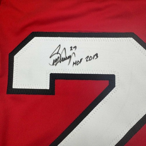 Framed Autographed/Signed Scott Niedermayer "HOF 2013" 35x39 Red Jersey JSA COA - Picture 2 of 2
