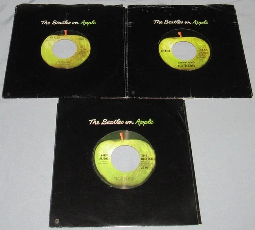 THE BEATLES: 3 Apple 45s; HEY JUDE/REVOLUTION; GET BACK; SOMETHING/COME TOGETHER