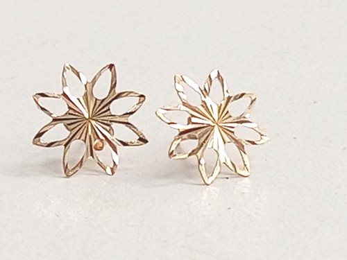 Stilvolle Ohrstecker 9 kt Gelbgold florales Design Schmetterling schließen 0,29 g