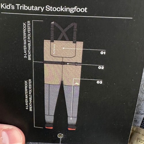 SIMMS Tributary Stockingfoot Waders Kids SMALL K's Fishing Wading Waterproof NEW - Picture 8 of 12