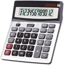 OFFIDIX Large Key Dual Power Electronic Calculator, Portable 12 Digit Black 
