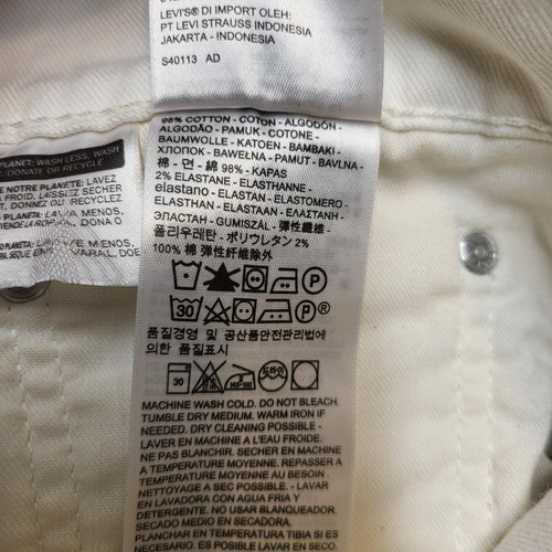 Levis 514 Jeans Mens 34x32 White Straight Leg Stretch Denim Pants Classic Casual - Picture 5 of 12