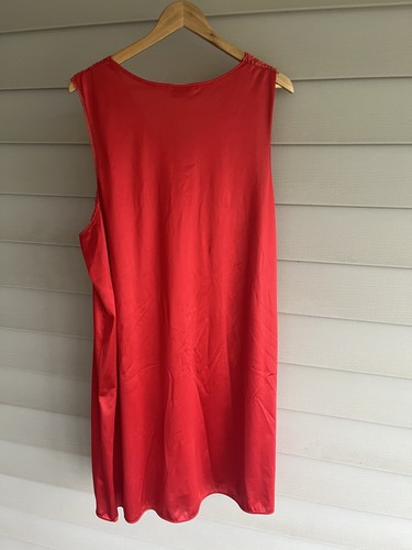 Camisón vintage tocador rojo satinado cuello en V ribete de encaje para mujer talla 2XL EE. UU. años 80 90 - Imagen 4 de 13