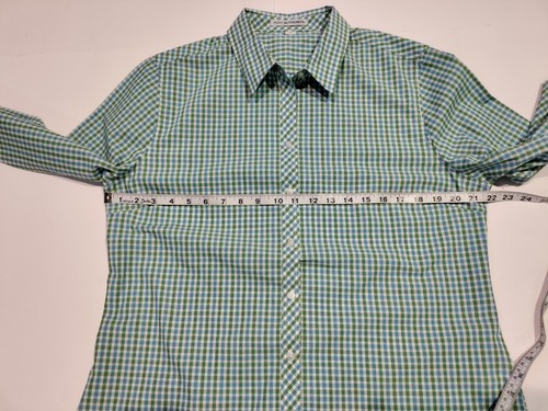 Port Authority Women Large Blue Green Check Plaid Easy Care Button Long Sl Shirt - Picture 5 of 10