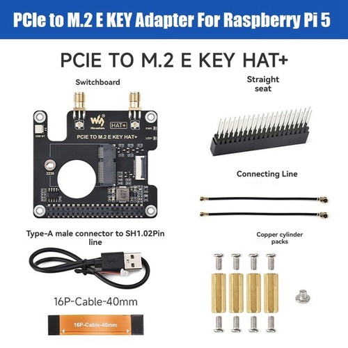 PCIe to M.2 E KEY Adapter Board HAT+ for 5 Card Expansion Board Supports9192 - Afbeelding 3 van 7
