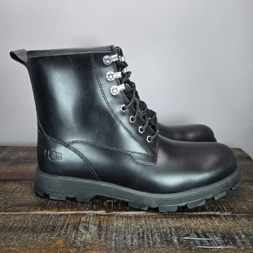 UGG Kirkson Mens Size 10 Lace Up Leather Boots Waterproof 1120992 Black