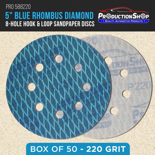 220er Körnung 5 Zoll Diamantform Schleifscheiben, 8 Loch, Box mit 50 Klett Schleifpapier - Bild 2 von 5