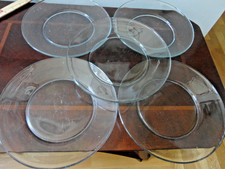 VINTAGE SET OF 4 PRESENCE CLEAR GLASS DINNER PLATES BY ANCHOR HOCKING 9 3/4"