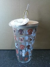 Tazza Sipper Bicchiere Cane A Tale of Tails Nuova con etichette con cannuccia e coperchio novità regalo mai usata