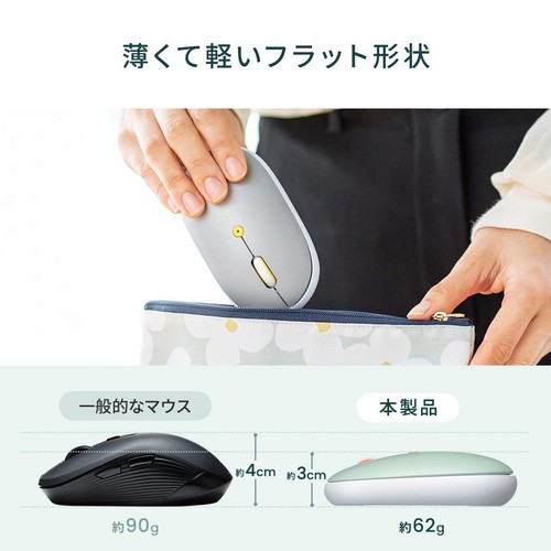 Bluetooth Mouse Thin, Quiet, Rechargeable, Type-C, Fast Charging, Multi-Pairing - 第 3/7 張圖片