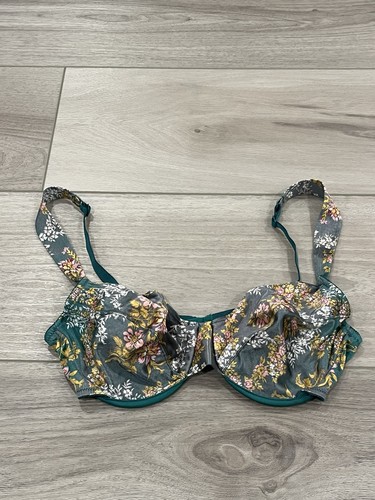 Victoria’s Secret Vintage Satin Bra Floral Underwire 36C Gold Label Made in USA - Picture 1 of 4