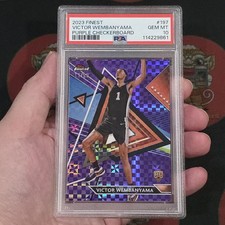 Victor​ Wembanyama​ RC 2023 Topps Finest​ Purple​ Checkerboard /99 PSA 10