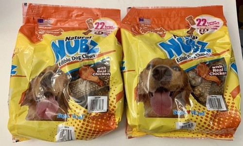 2 PACK Nylabone Natural NUBZ Edible Dog Chews 22 Count 2.6 lb Bag