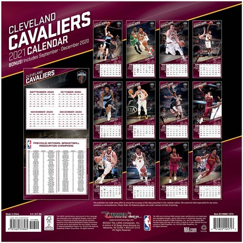 Calendario de pared Cleveland Cavaliers 2021 - Imagen 3 de 3