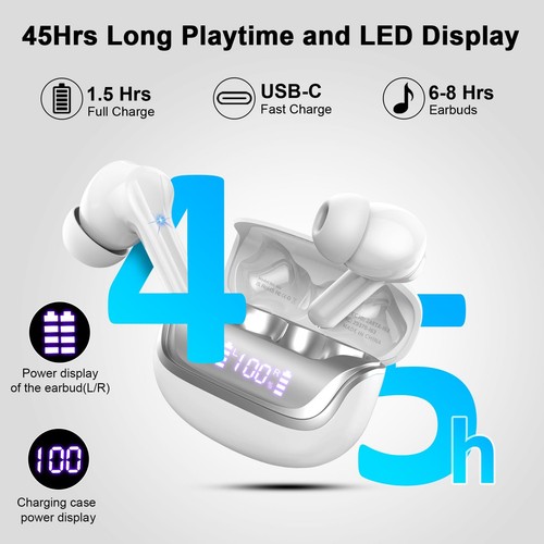 Wireless Earbuds, Bluetooth 5.4 Headphones Deep Bass Stereo, in-Ear Earphones... - Picture 5 of 7