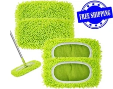 Reusable Mop Pads 4 Pack Compatible with Swiffer Dry Wet Cleaning