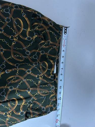 Vintage Allover Print Skirt Top Set Horsebit Birdle Belt Print Green Womens LG - Picture 10 of 14