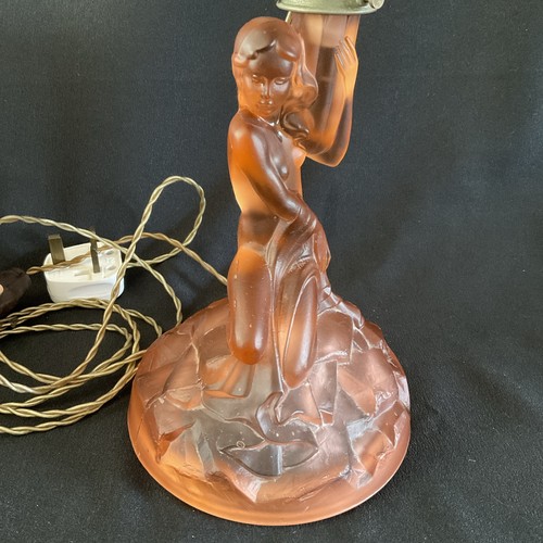 Vintage Art Deco Walther & Söhne Formglas Satin Akt Meer-Sirene Figurenlampe - Bild 5 von 9