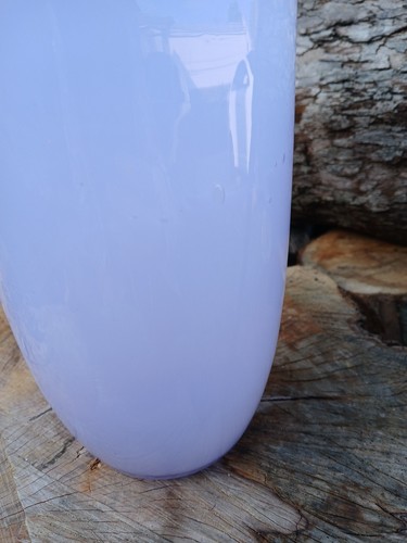 Lavendel weiß Taschentuch gekräuselter Rand mundgeblasene Kunstglas Vase 9,25" - Bild 10 von 24
