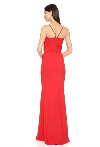 NWT Michelle Mason Bustier Gown Red Maxi Nwt Size 4 - Picture 2 of 11