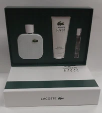 Lacoste Men's L.12.12 Blanc 3pcs Set EDT Spray     3.3oz + 0.25oz Gel 3.3oz