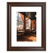 , 12x16 Raised Brown Frame - White Mat for 8x12 Photo - Traditional High Rise...