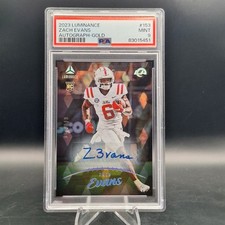 2023 Panini Luminance Autograph PSA 9 RC Zach Evans #153 Gold /100 (AU, RC)