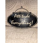 Attitude is Everything Sign Oval Wall Decor Hanging Black White Wood