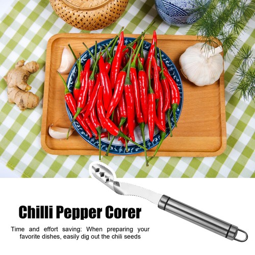 Herramientas para escorar pimienta jalapeño removedor de semillas removedor de chile de acero inoxidable - Imagen 9 de 12