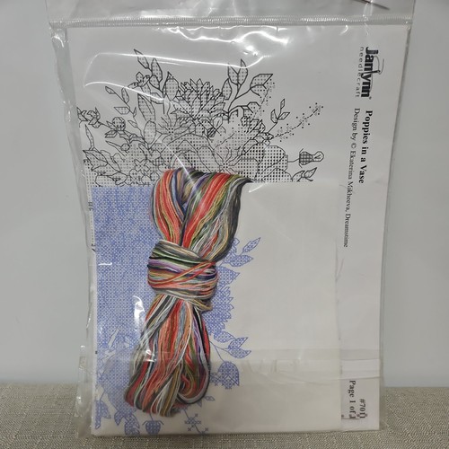 Floral Cross Stitch Kit Poppies in a Vase Stamped Janlynn Platinum 11x14 New - Picture 6 of 6