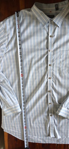 Van Heusen Traveler Dress Shirt Size 4XLT (21-21 1/2) Long Sleeve Blue Plaid - Picture 6 of 9