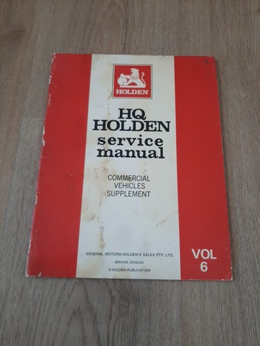 GENUINE HOLDEN WORKSHOP SERVICE MANUAL VOLUME 6 - RARE!!!! UTE P/VAN SUPPLEMENT