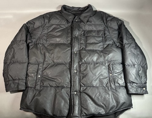 Vintage Polo Ralph Lauren Men's L Black Duck Down Puffer Jacket Snap RUNS BIG !!
