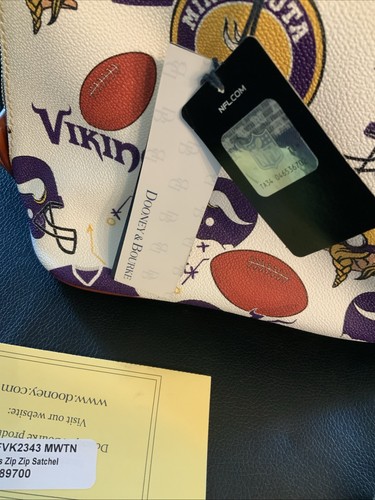 NEW Dooney & Bourke Minnesota VIKINGS Satchel Purse NFL Legitmark COA #8900 - Picture 7 of 10