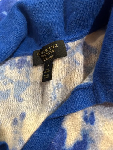 Charter Club Luxury Women SM Tie Dye Cashmere Johnny Collar Sweater Duchess Blue - Picture 7 of 7