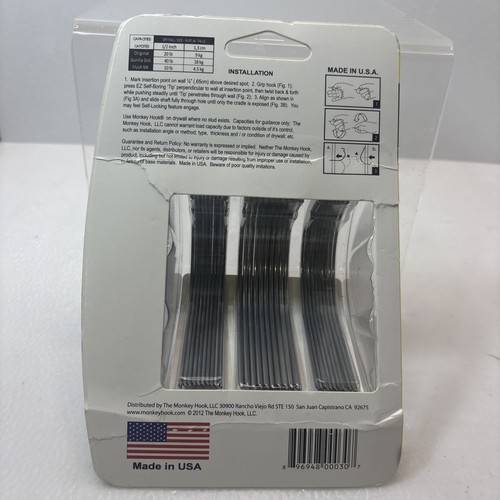 Gancho de mono de acero galvanizado para cuadros 30 piezas. Hogar y Oficina USA Nuevo Precintado - Imagen 2 de 2