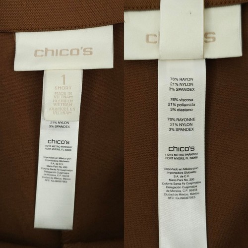 Chicos Pull On Pants Womens Size 1 Short US M/8 Stretch Slash Pockets Mid Rise - Picture 8 of 16