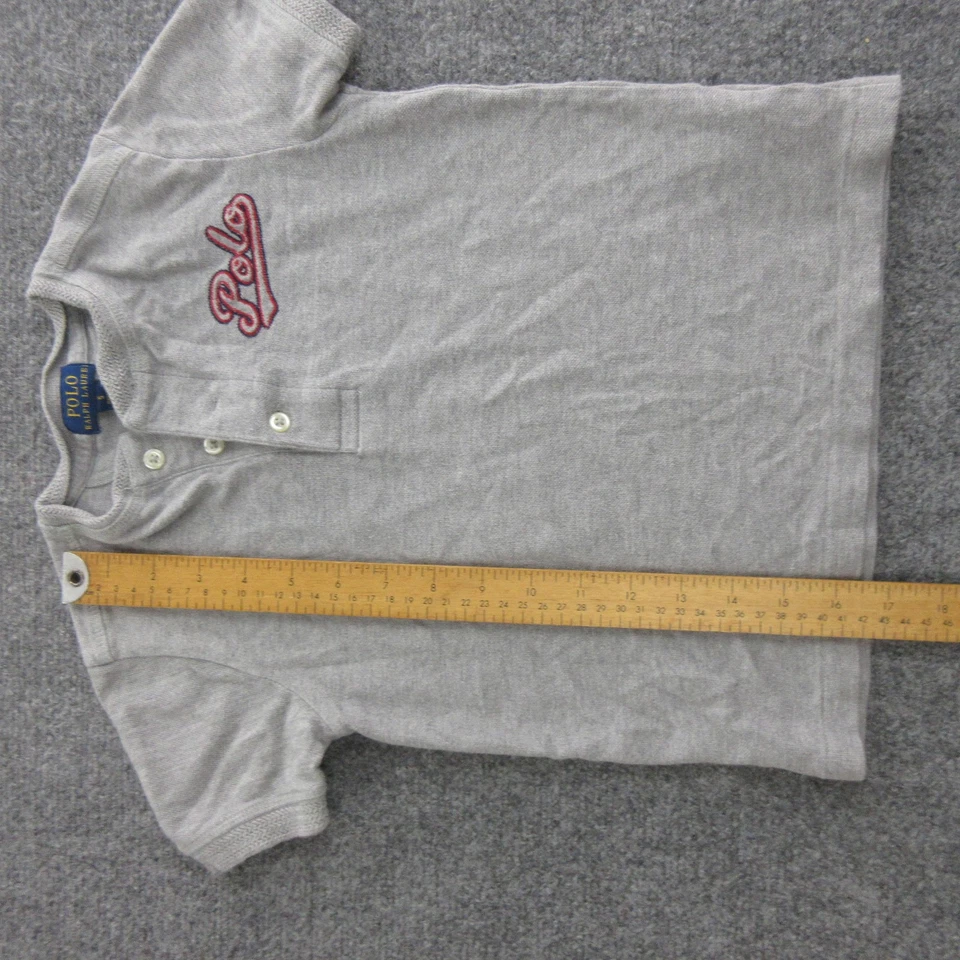Polo Ralph Lauren Shirt Boys 5 Gray Henley Short Sleeve Cotton Logo Embroidered - Image 3 of 4