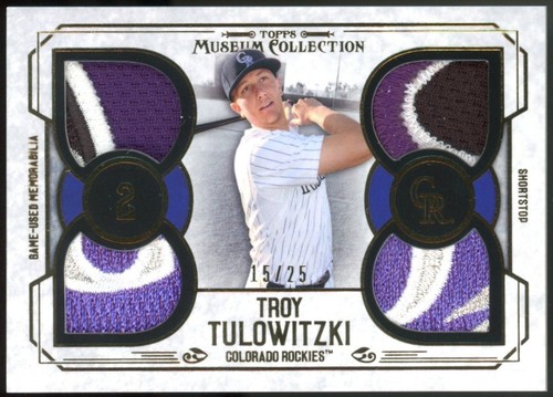 2015 Topps Museum Collection Troy Tulowitzki Quad Jersey Patch Logo #15/25 - Picture 1 of 2