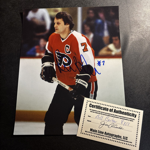 BILL BARBER “Broad Street Bullies” signed 8x10 photo Philadelphia Flyers w/COA - Picture 1 of 6