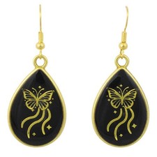 Handcrafted Black Resin Butterfly Earrings - RESER511C