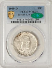 1949-D Booker T Washington Half 50c MS67+ Secure PCGS ~ CAC 948497-26
