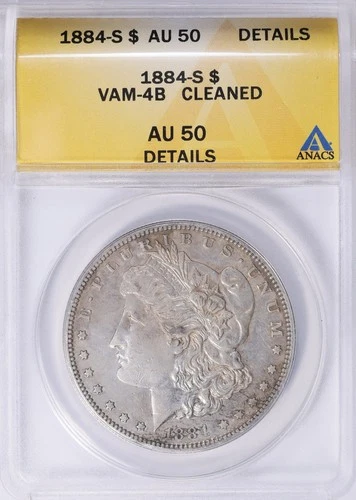 1884 S Morgan Silver Dollar $1 VAM-4B ANACS AU 50 Details