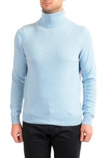 Malo Optimum Men's Ice Blue Wool Cashmere Turtleneck Pullover Sweater US M IT 50