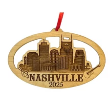 Nashville Christmas Ornament, Tennessee Souvenir, Music Gift with Skyline,